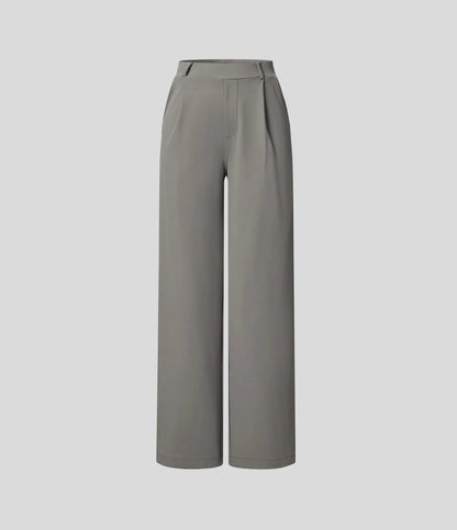 High Waisted Side Pocket Straight Leg Work Pants