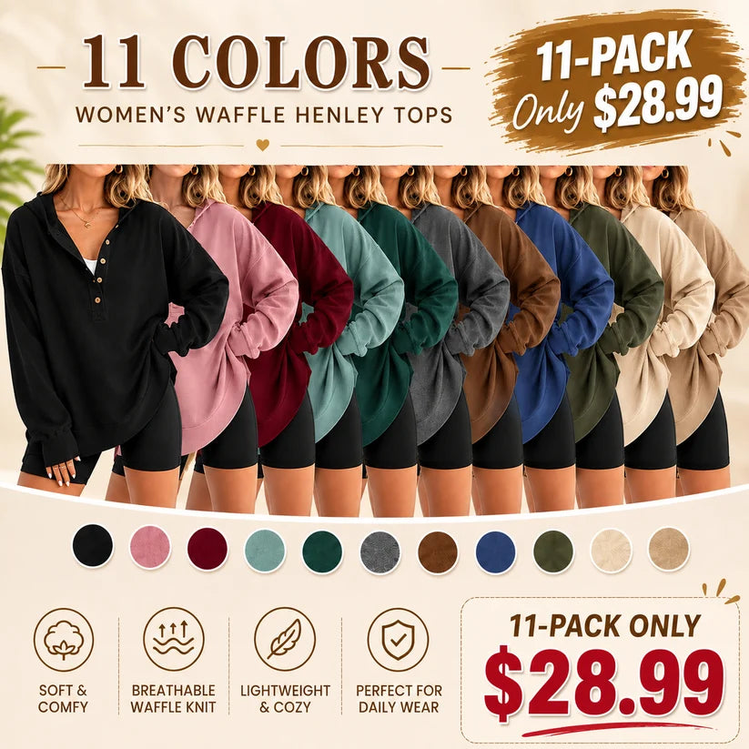 Women’s Oversized V-Neck Hoodie – Relaxed Button Pullover with Side Slits