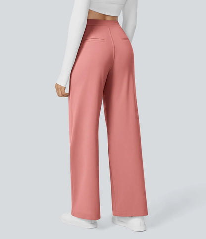 High Waisted Side Pocket Straight Leg Work Pants