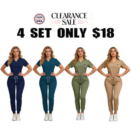 Women's Daily Wear Two-Piece Outfit, Anti-Pilling Lightweight Breathable Multi-Pocket Top & Side Pocket Jogger Pants