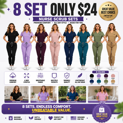 Women's Daily Wear Two-Piece Outfit, Anti-Pilling Lightweight Breathable Multi-Pocket Top & Side Pocket Jogger Pants