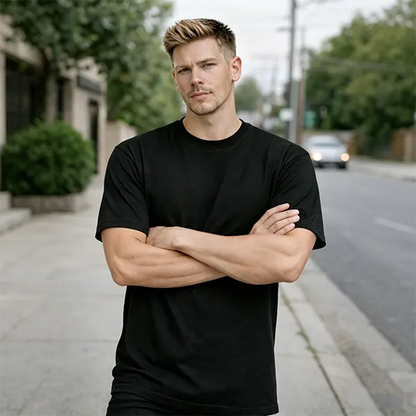 ❤️Men’s Essential Black Crew Neck T-Shirt – Classic Everyday Comfort