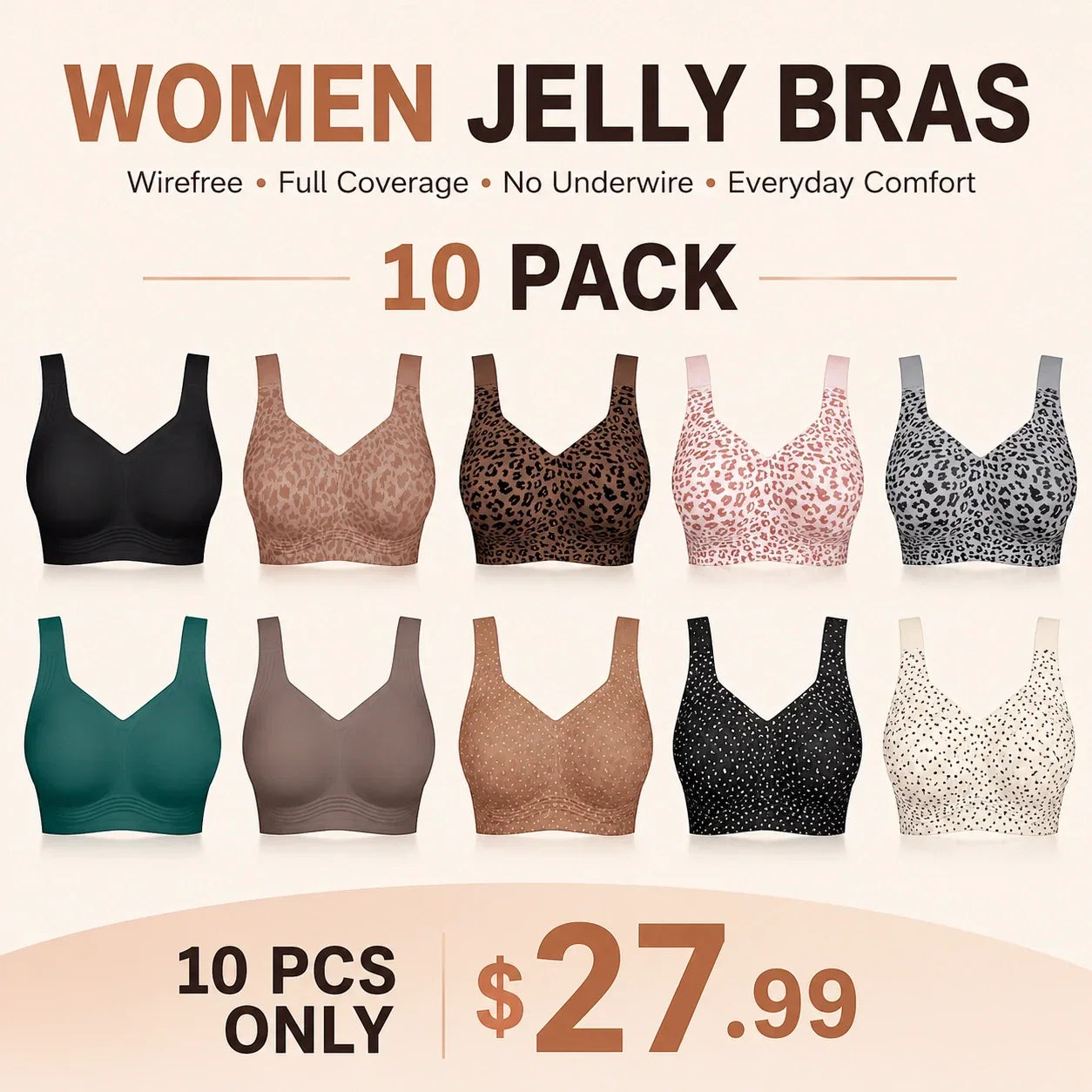 🔥 Limited Stock!🔥Women Jelly Bras Wirefree Full Coverage No Underwire
