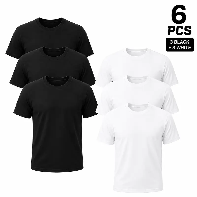 ❤️Men’s Essential Black Crew Neck T-Shirt – Classic Everyday Comfort