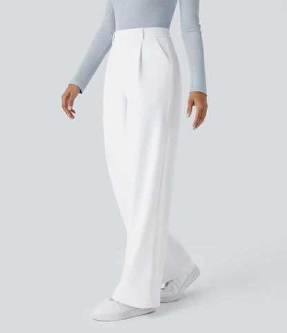 High Waisted Pocket Straight Leg Work Pants