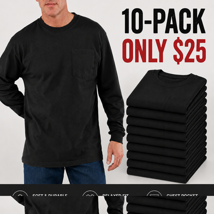 🔥Men's Heavyweight Cotton Pocket T-Shirt – Relaxed Fit Everyday Casual Tee | Big & Tall Available